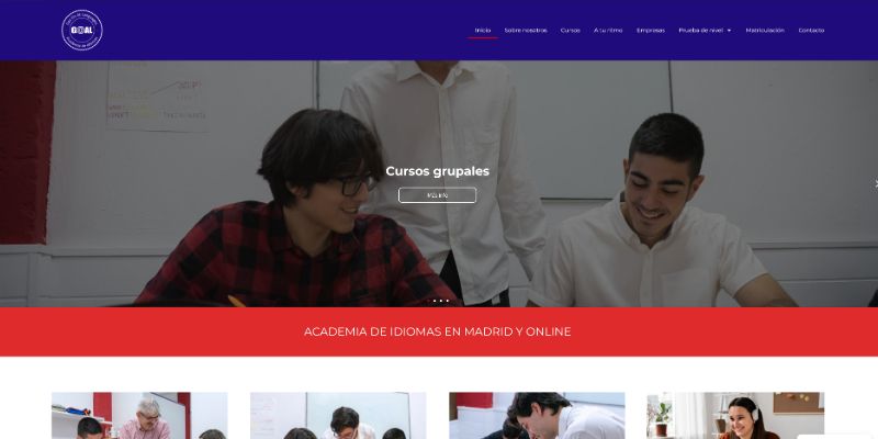 academiagoal – diseño de pagina web de academia de idiomas