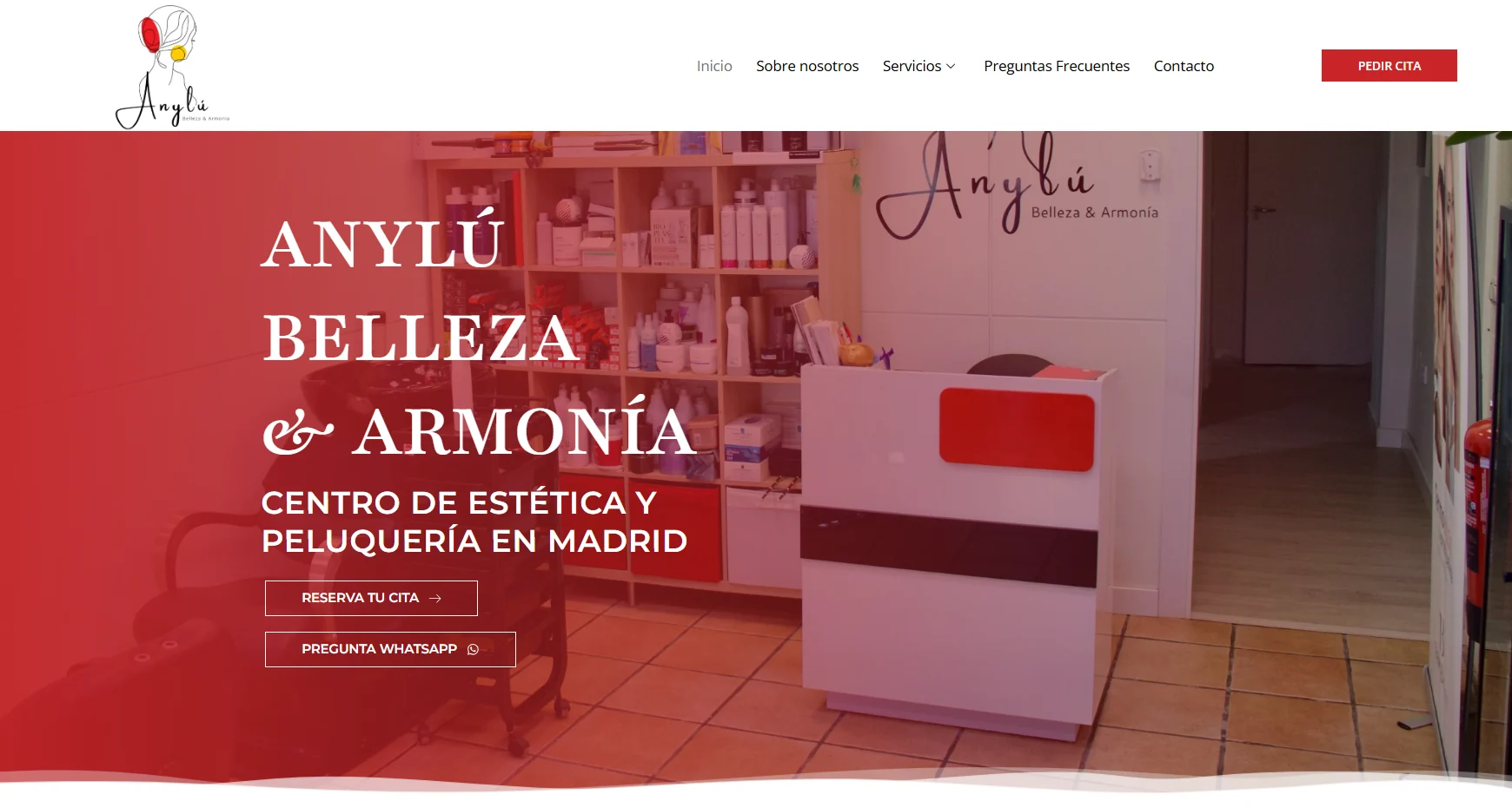 Proyecto web para Anylú, centro de estética y peluquería en Madrid