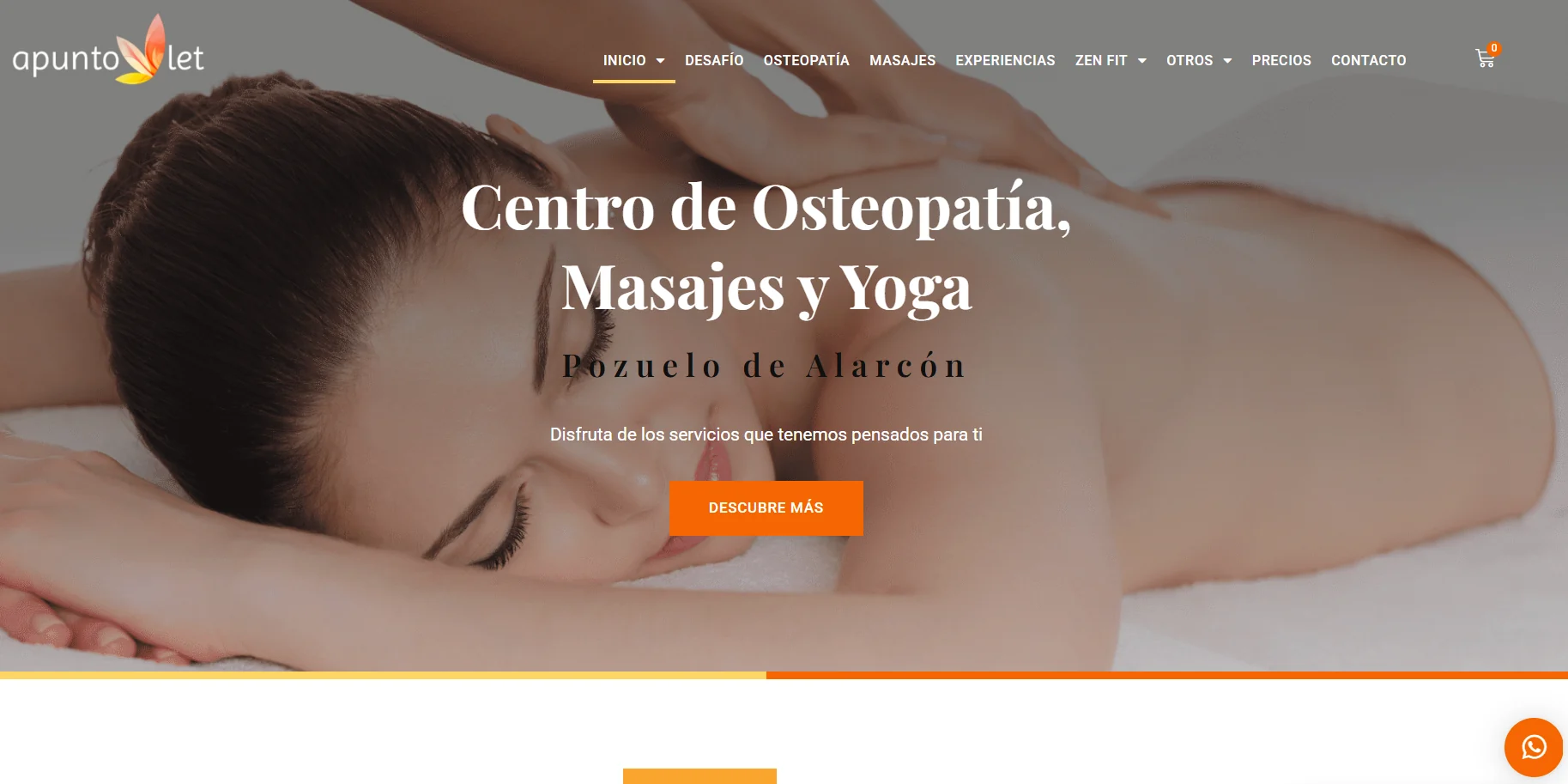 Proyecto web y ecommerce para Apuntolet, centro de masajes, osteopatía y yoga en Pozuelo