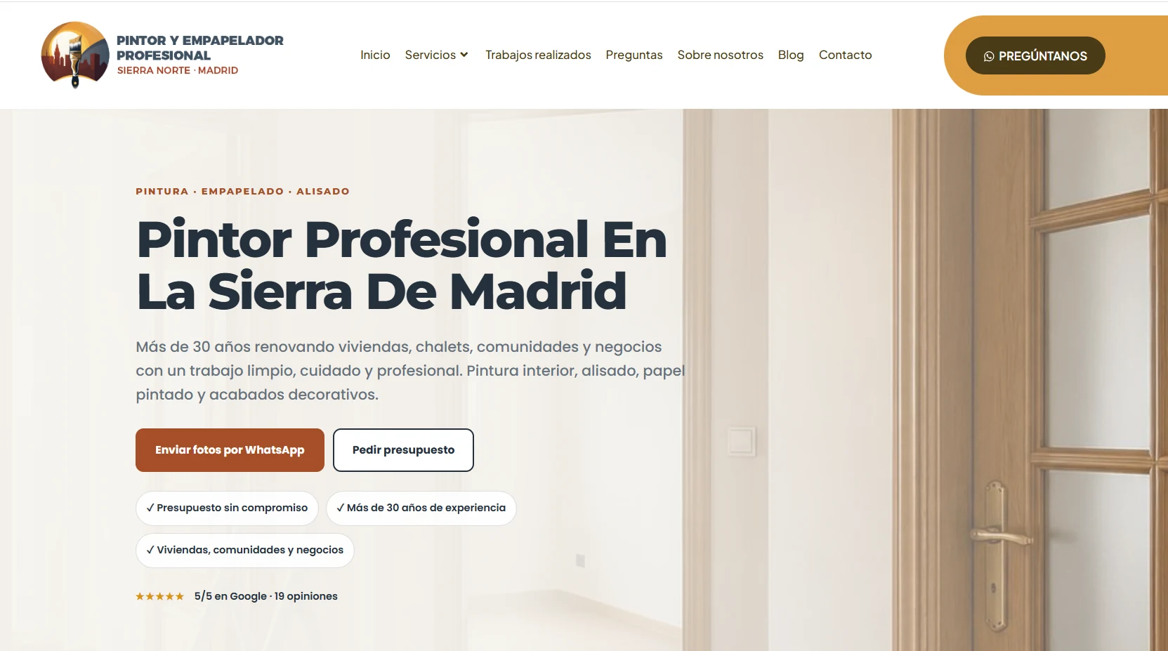 Proyecto web y SEO local para Pintor Sierra Norte Madrid
